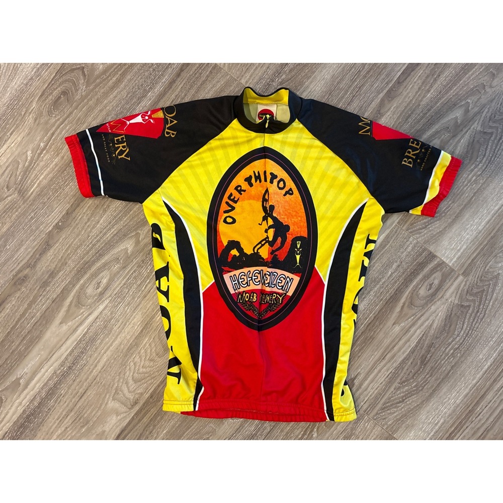 World Jerseys Moab Brewery Hefeweizen Cycling Jersey Mens Small Yellow Red Black